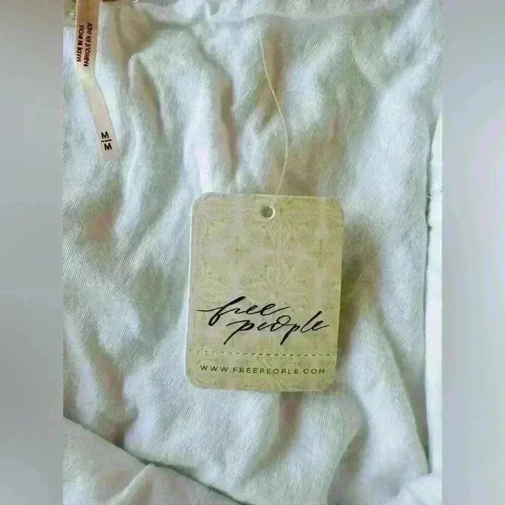 Free People Apricot Rose Eyelet Puff Sleeve Mini Dress Size Medium